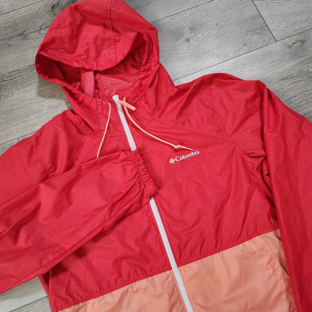 Columbia Women's Windbreaker Jacket MED Center‎ Ridge Tangerine Water Resistant